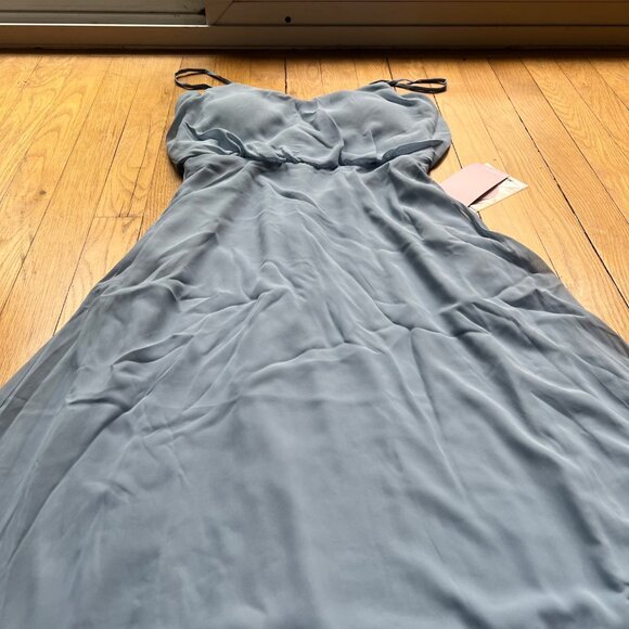 Birdy Grey Size S NEW Gwennie Chiffon Dusty Blue Maxi Bridesmaid Dress - Picture 5 of 16